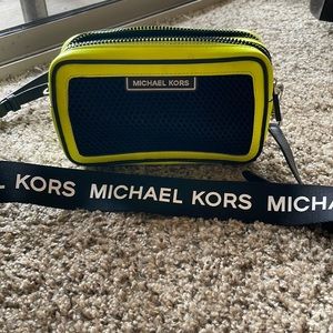 Michael Kors Neon Yellow and Black Crossbody Camera Bag